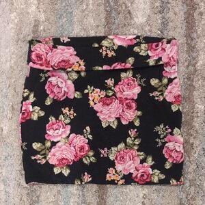 Floral Black Skirt